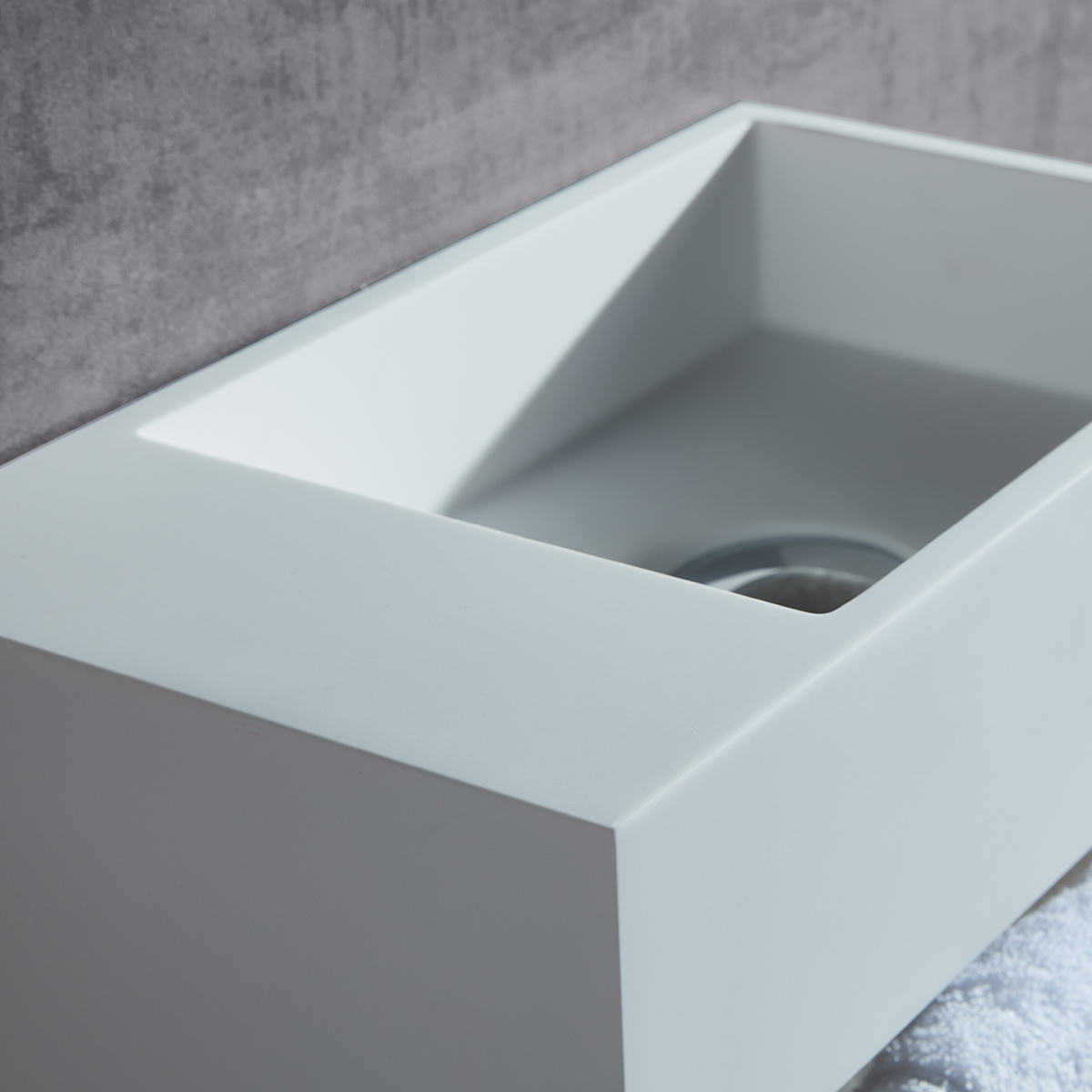 Wall-mounted washbasin BA2105 in mineral cast - 35.5 x 20 x 16 cm - white matt - with integrated towel rail Wall-mounted washbasin BA2105 in mineral cast - 35.5 x 20 x 16 cm - white matt - with integrated towel rail