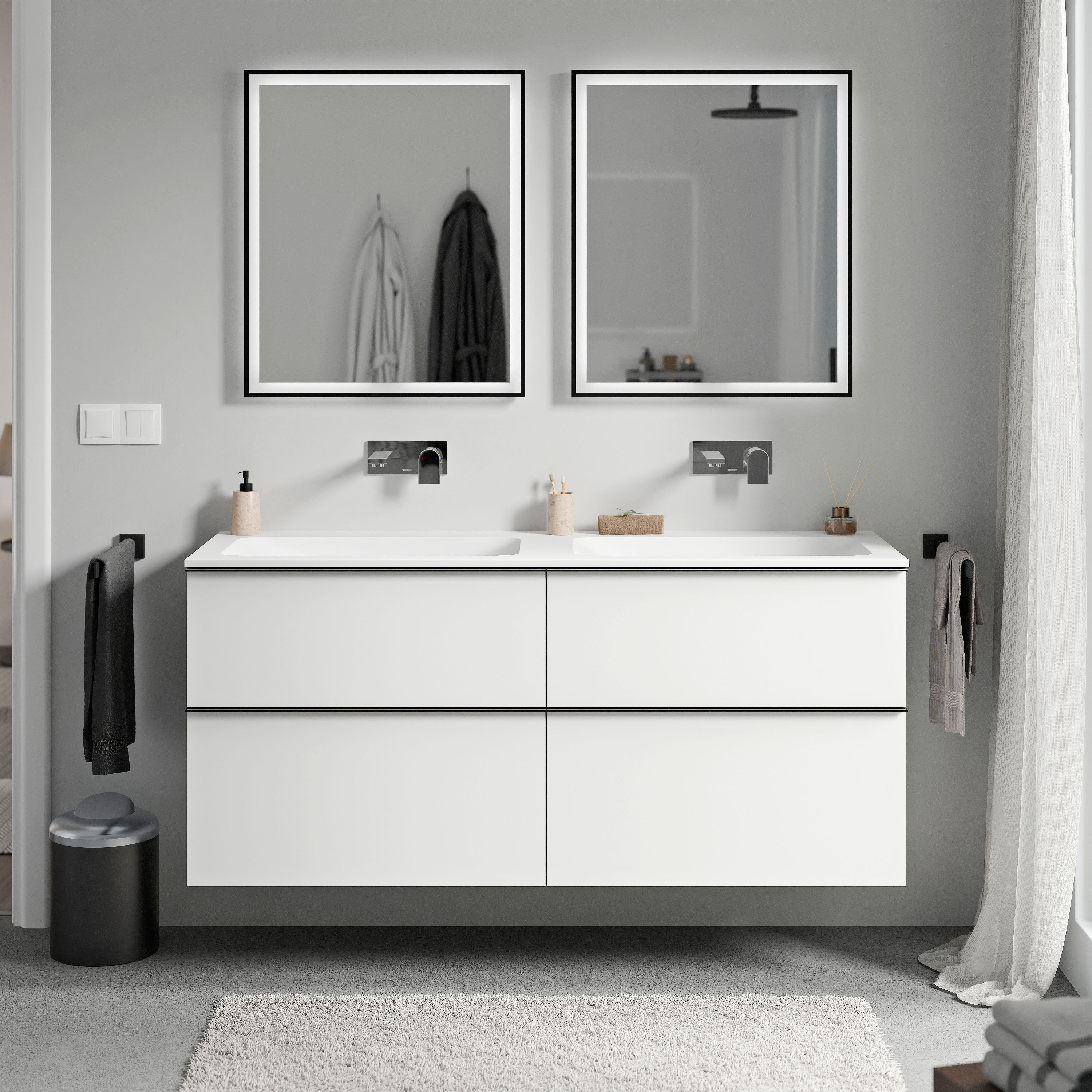 Armário de base LAVOA 120 cm com lavatório de mineral fundido CREAM - cor selecionável 167302,167306,167310