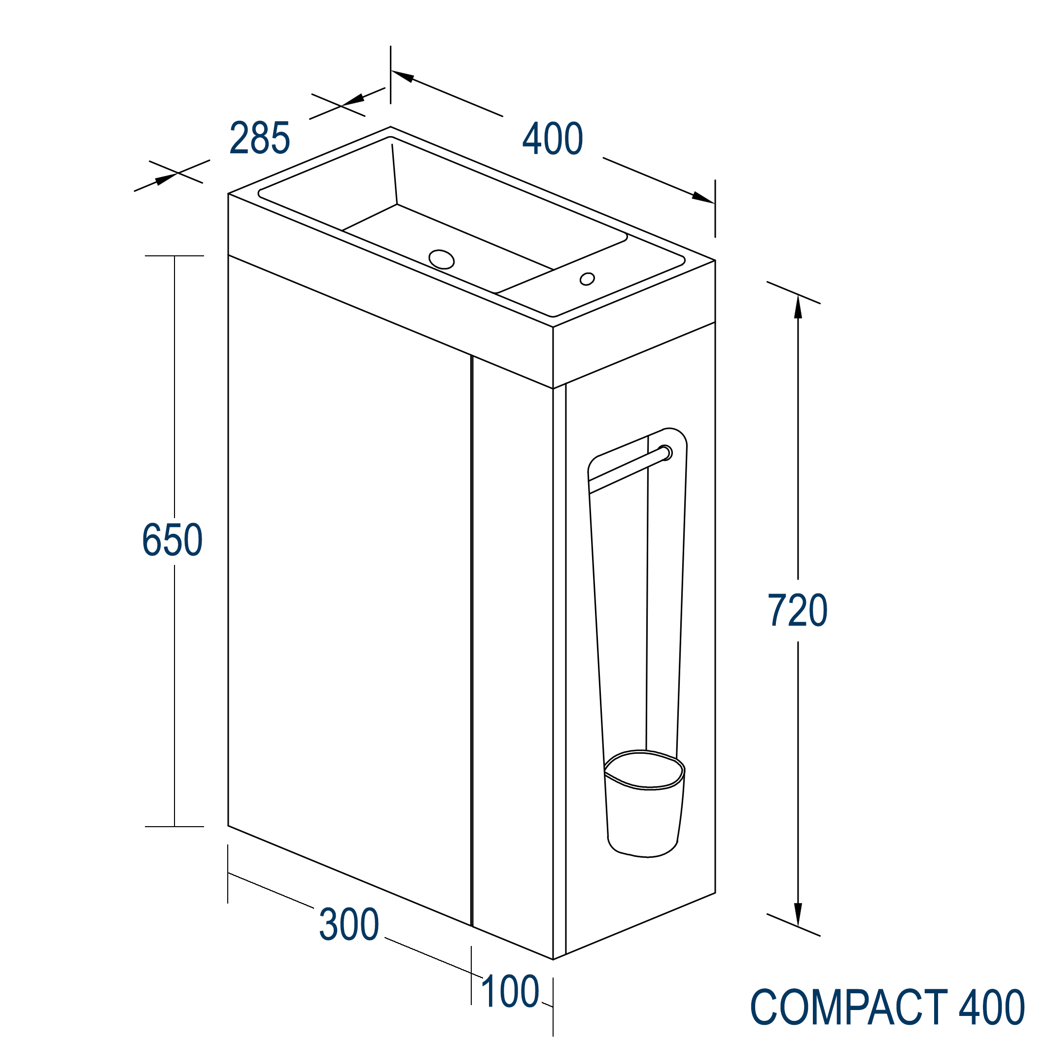Conjunto de muebles de cuarto de baño Compact 400 para WC de invitados con lavabo - color seleccionable Conjunto de muebles de cuarto de baño Compact 400 para WC de invitados con lavabo - color seleccionable