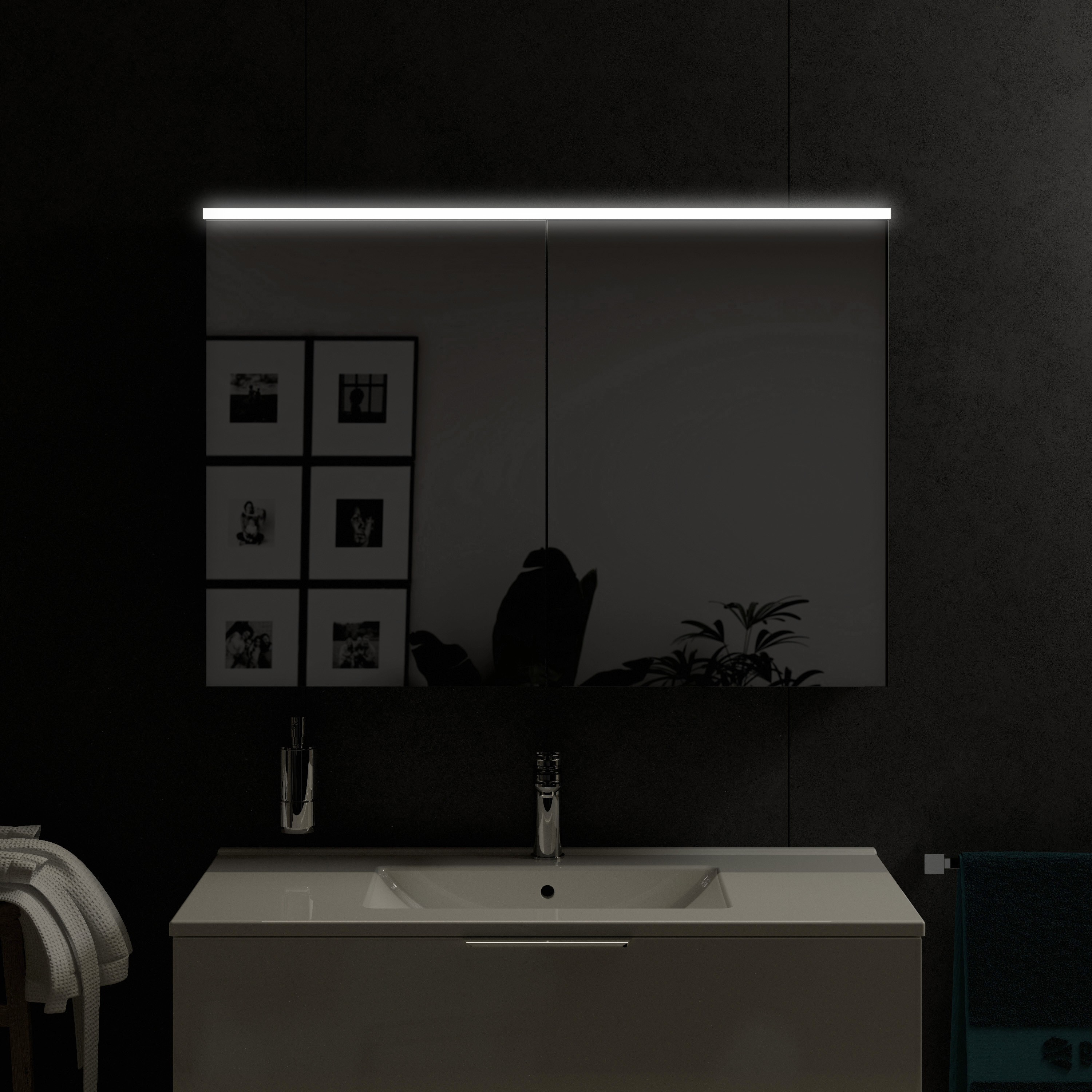Armário espelhado SOLO com iluminação LED - 100 cm - 2 portas - cor selecionável. 169758