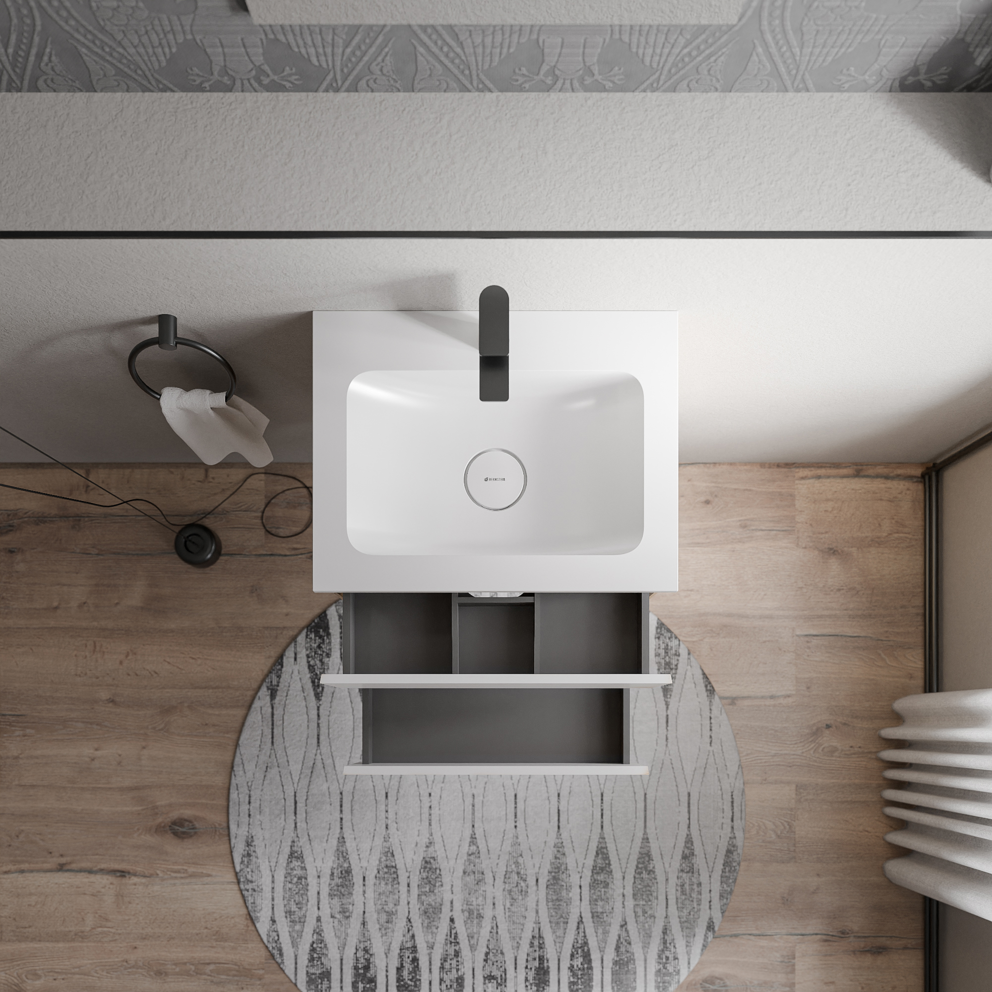 Mobiletto AVA 60 cm con lavabo in mineralguss CREAM - colore selezionabile 166541