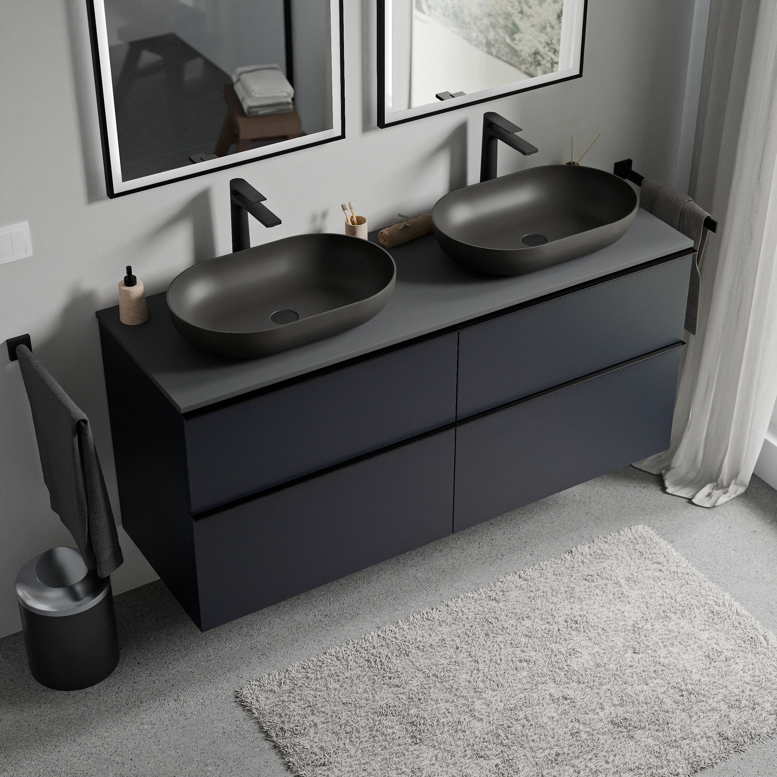Mueble de cuarto de baño lavabo LAVOA 120 cm para lavabo sobre encimera - color seleccionable 169184,169189,169194
