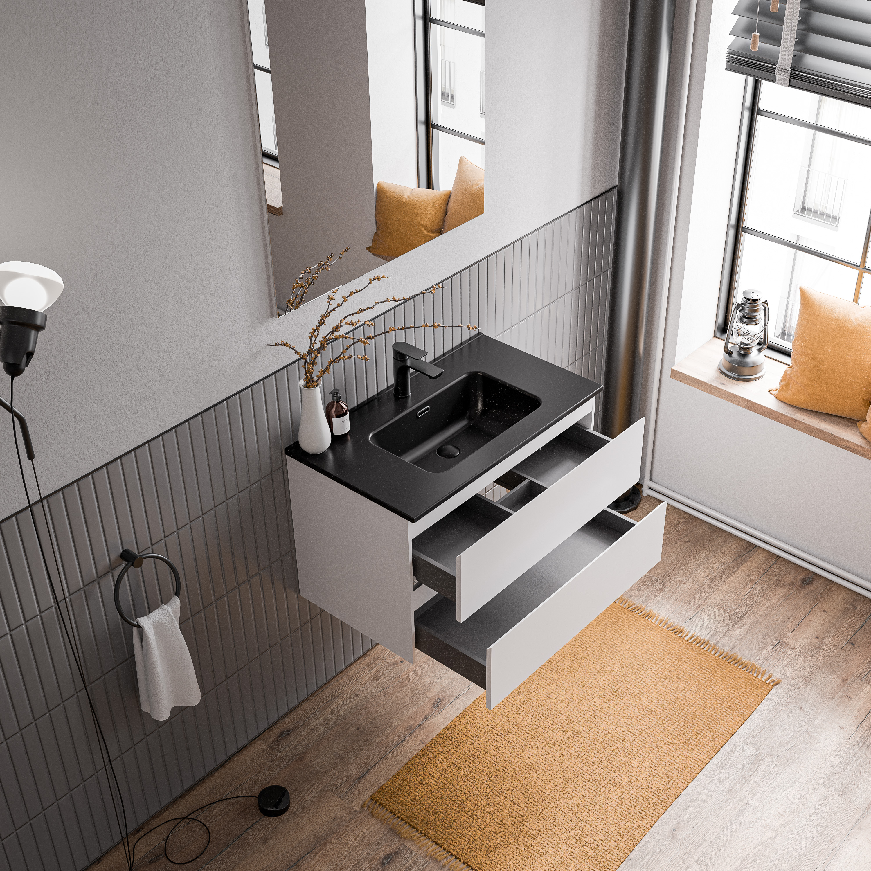 Mueble bajo lavabo AVA 80 cm con lavabo de cerámica - color a elegir 166510