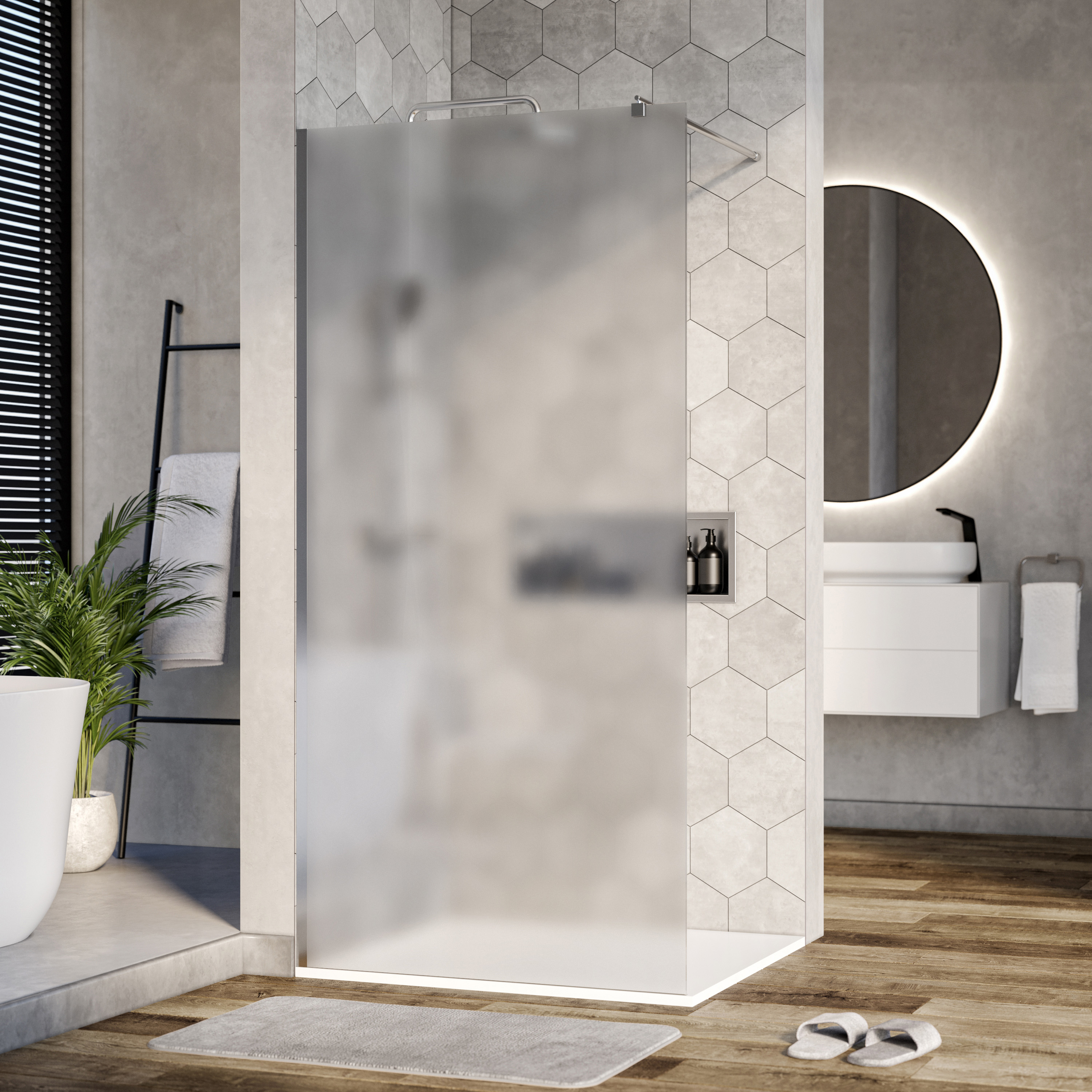 Kabina prysznicowa EX101 Walk-In - 10 mm szkło matowe  z powłoką NANO - różne szerokości