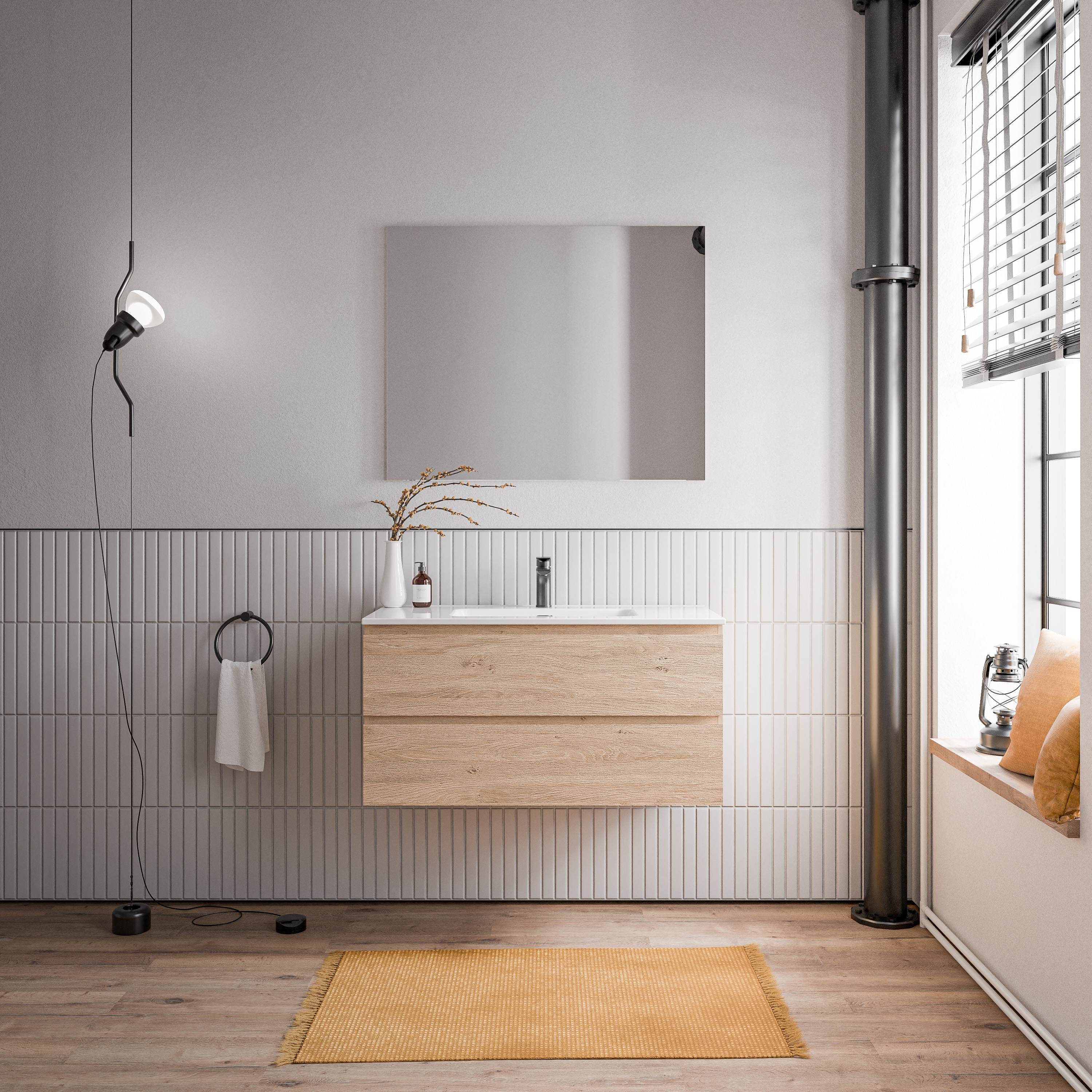 Vanity unit AVA 100 cm with ceramic washbasin - colour selectable 166519