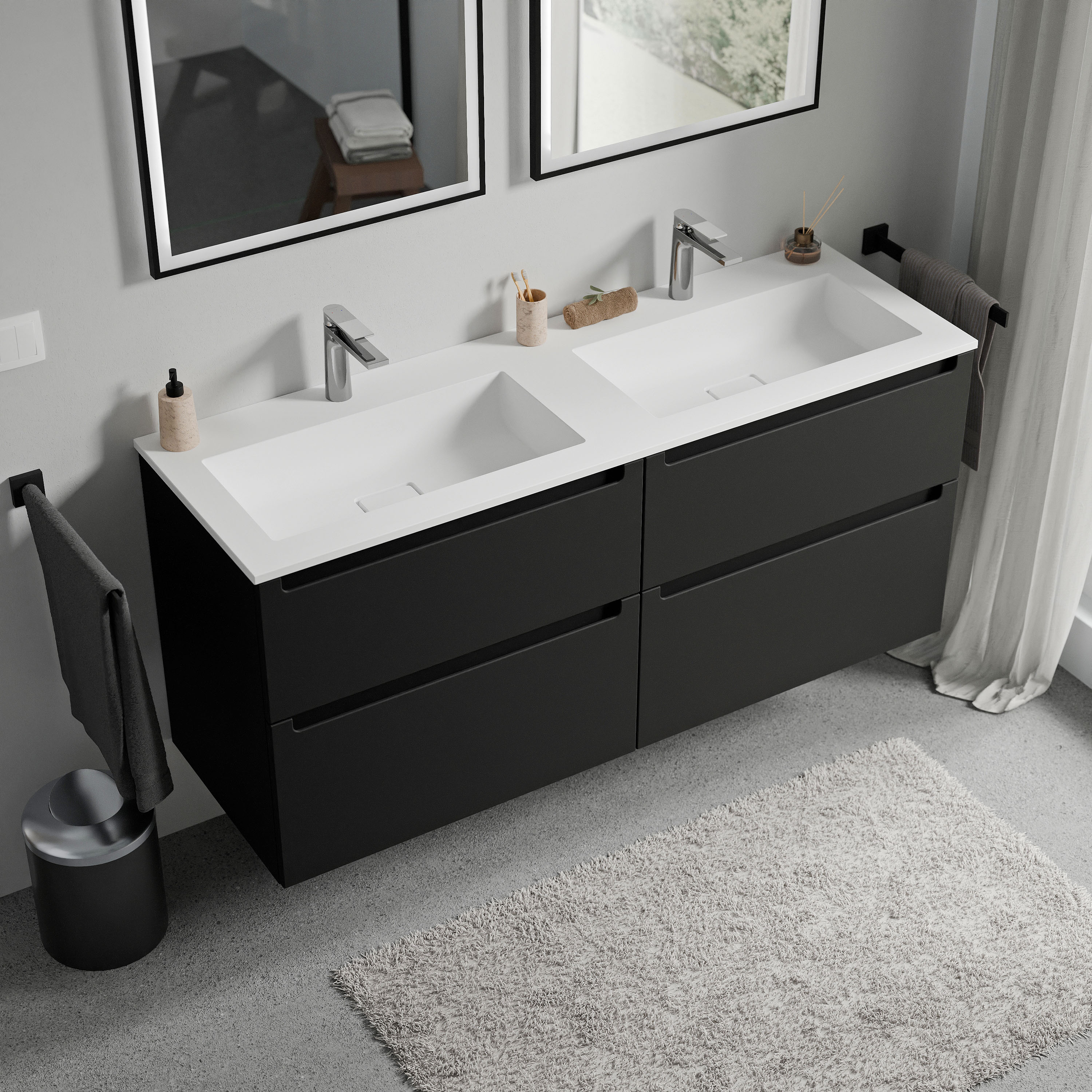 VIREO 120 cm vanity unit with BRUXELLES mineral cast washbasin - choice of colour 170131