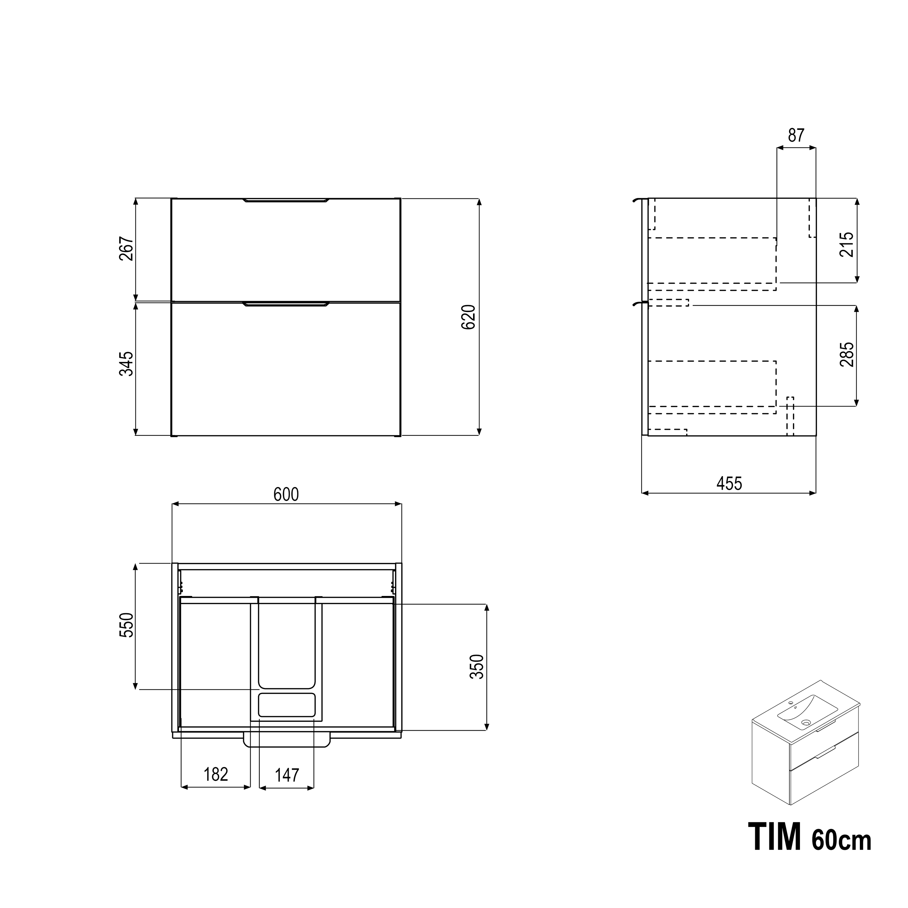 Mobiletto TIM 60 cm con lavabo - colore selezionabile Mobiletto TIM 60 cm con lavabo - colore selezionabile