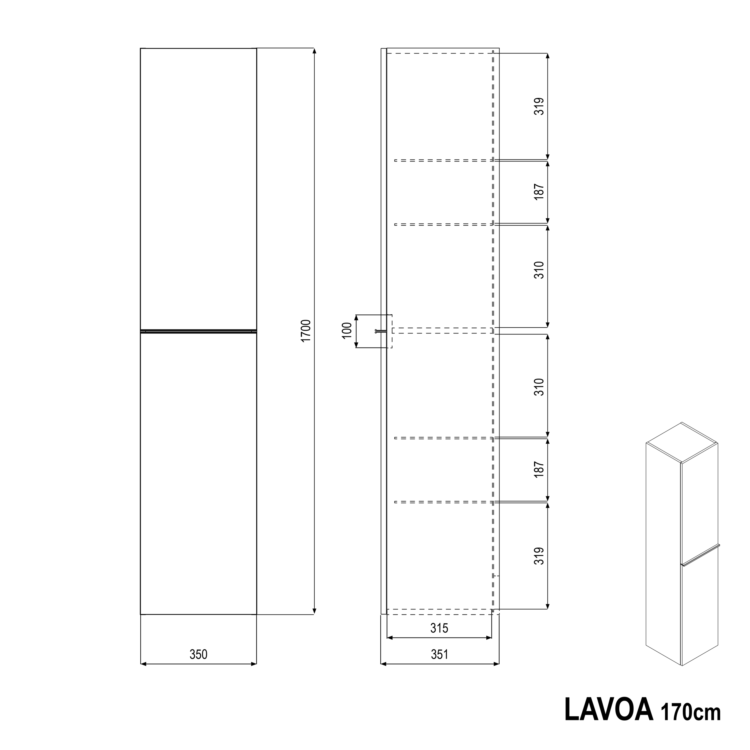 Mueble alto LAVOA - montaje flexible - 35 x 170 x 35cm - color a elegir Mueble alto LAVOA - montaje flexible - 35 x 170 x 35cm - color a elegir