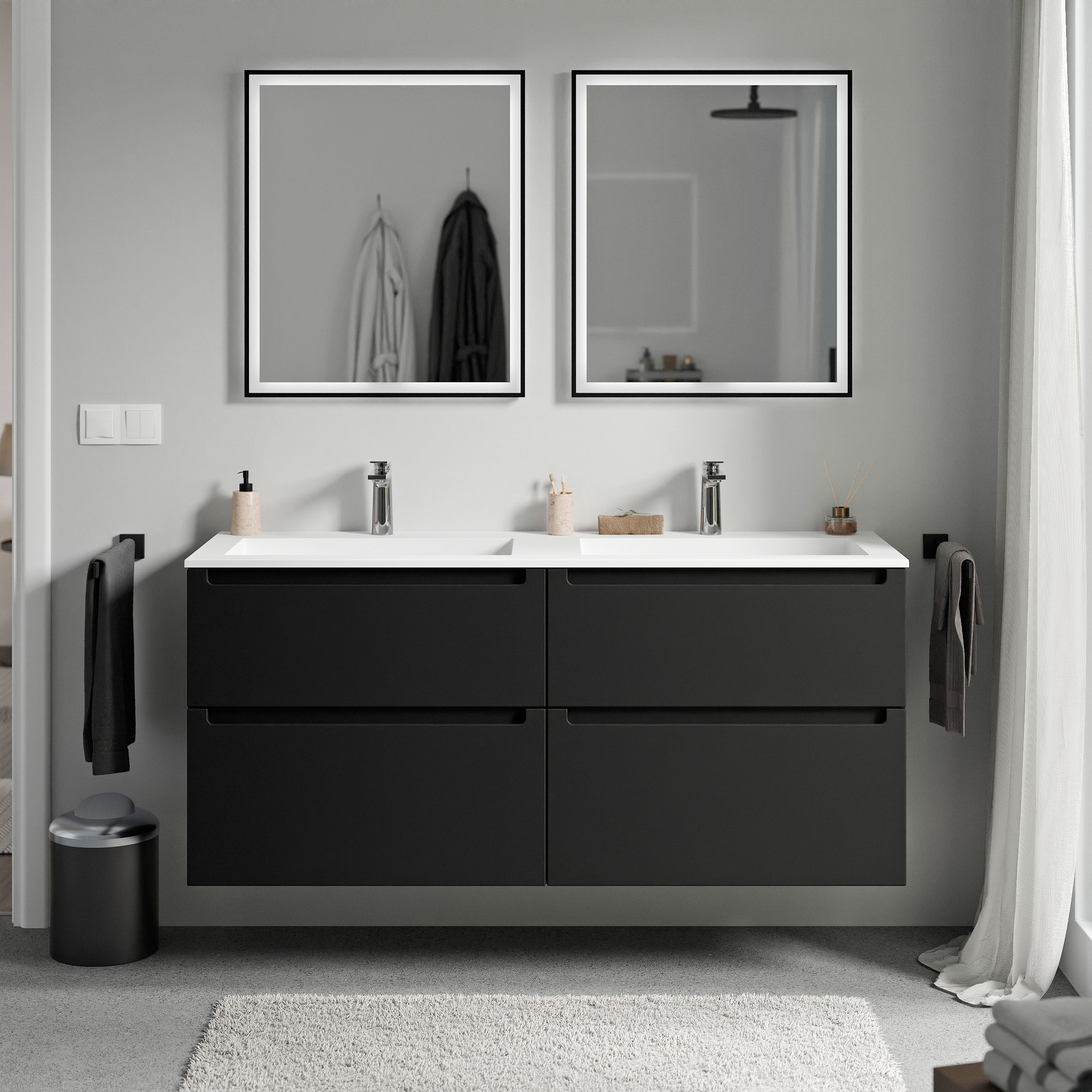 VIREO 120 cm vanity unit with BRUXELLES mineral cast washbasin - choice of colour 170131