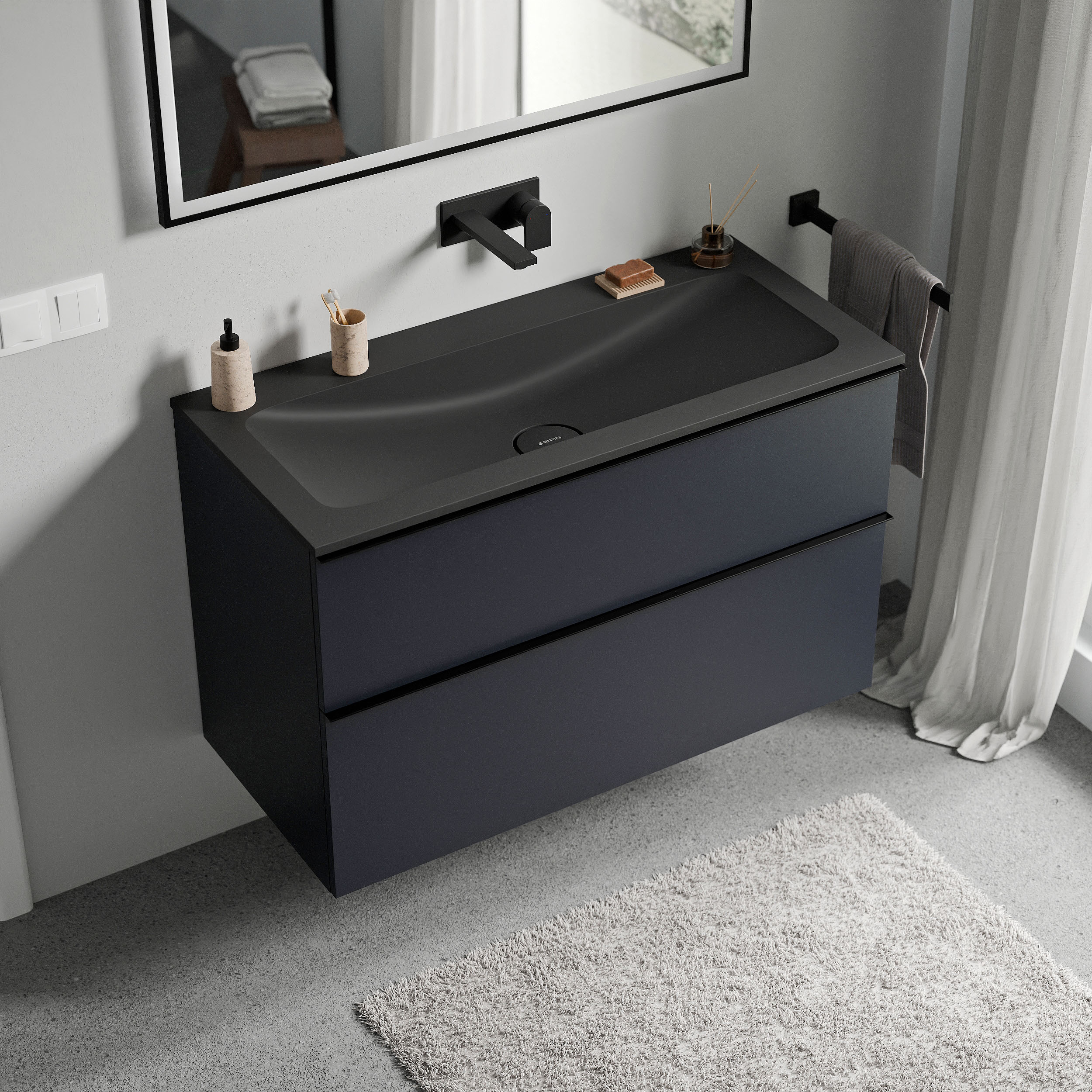 Koupelnová skříňka LAVOA 100 cm s umyvadlem z minerálního odlitku CREAM - možnost volby barvy 169409,169413,169417