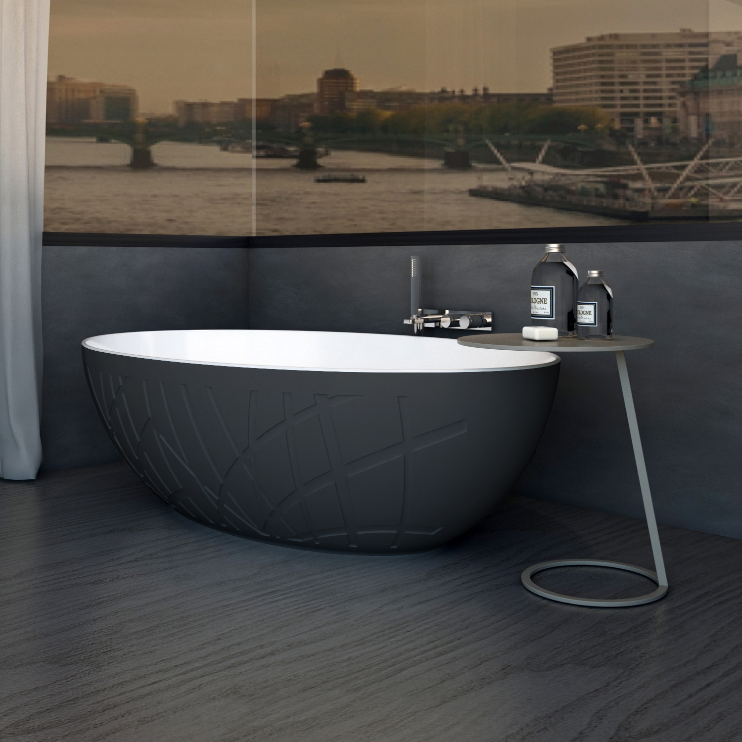 LEO vrijstaand design bad in mineraal gegoten - 170 x 105 x 55 cm - kleur instelbaar LEO vrijstaand design bad in mineraal gegoten - 170 x 105 x 55 cm - kleur instelbaar