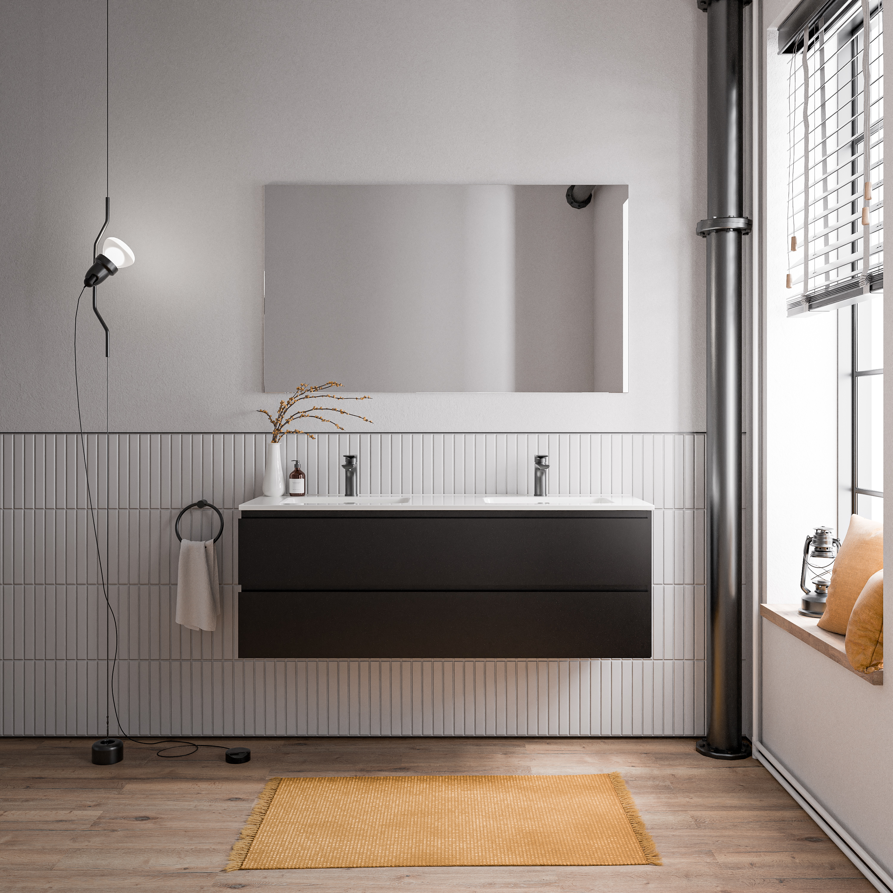 Vanity unit AVA 140 cm with ceramic washbasin - colour selectable 166530
