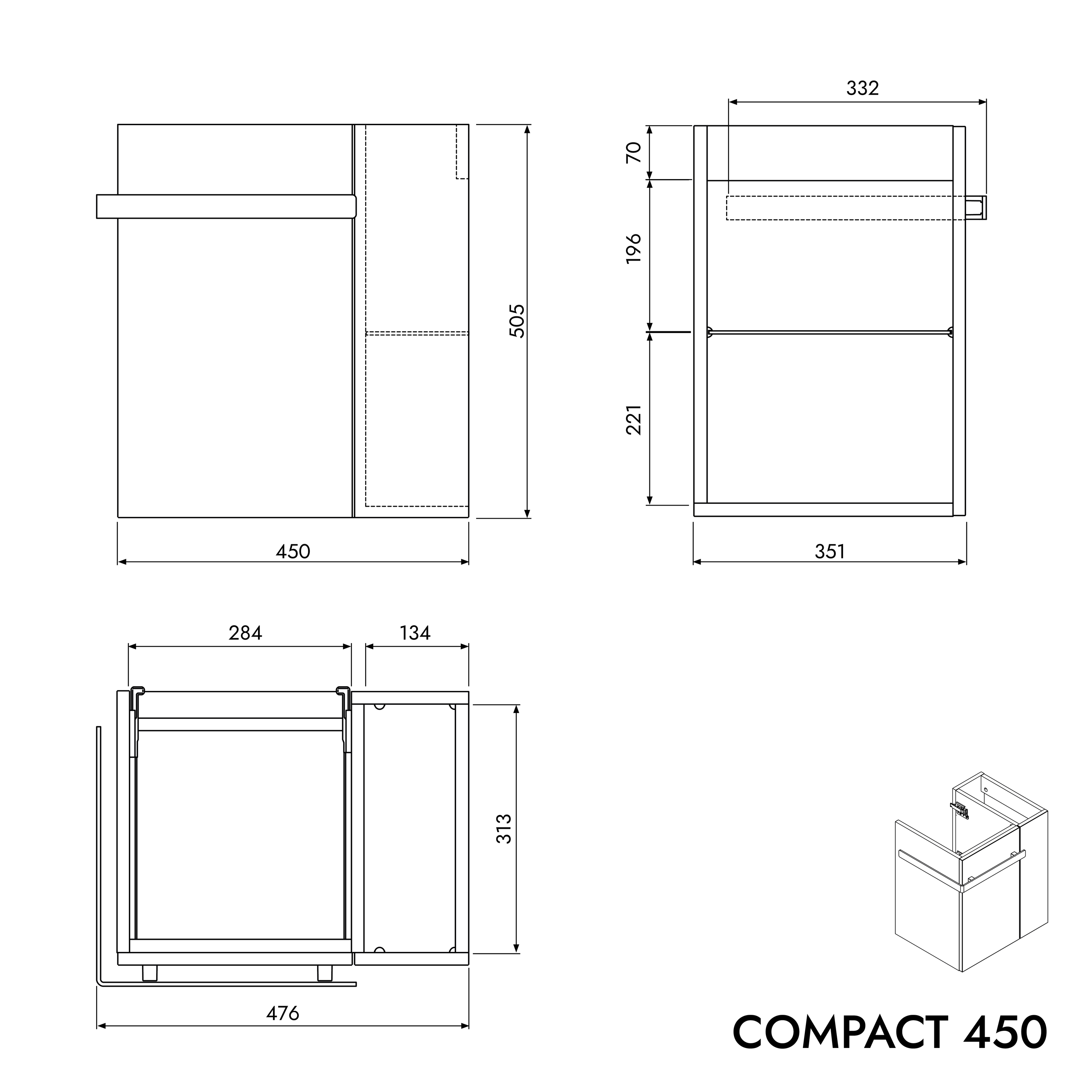 Badkamermeubel onderkast gastentoilet COMPACT 450 met wastafel 45 cm - planchet rechts - kleur selecteerbaar Badkamermeubel onderkast gastentoilet COMPACT 450 met wastafel 45 cm - planchet rechts - kleur selecteerbaar