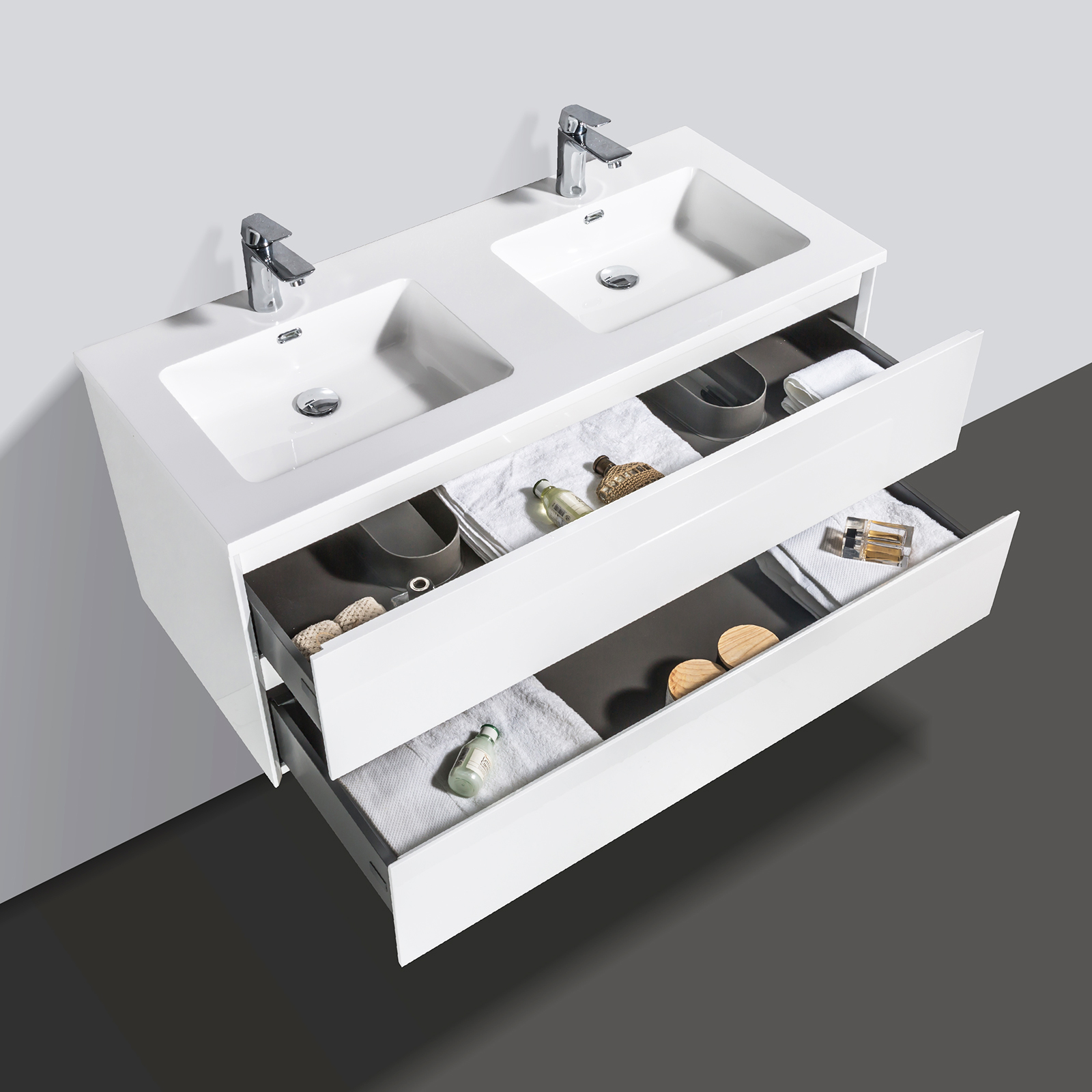 Conjunto de móveis de casa de banho EDGE 1200 - Incl. lavatório duplo - 121 x 52,5 x 15,5 cm Conjunto de móveis de casa de banho EDGE 1200 - Incl. lavatório duplo - 121 x 52,5 x 15,5 cm